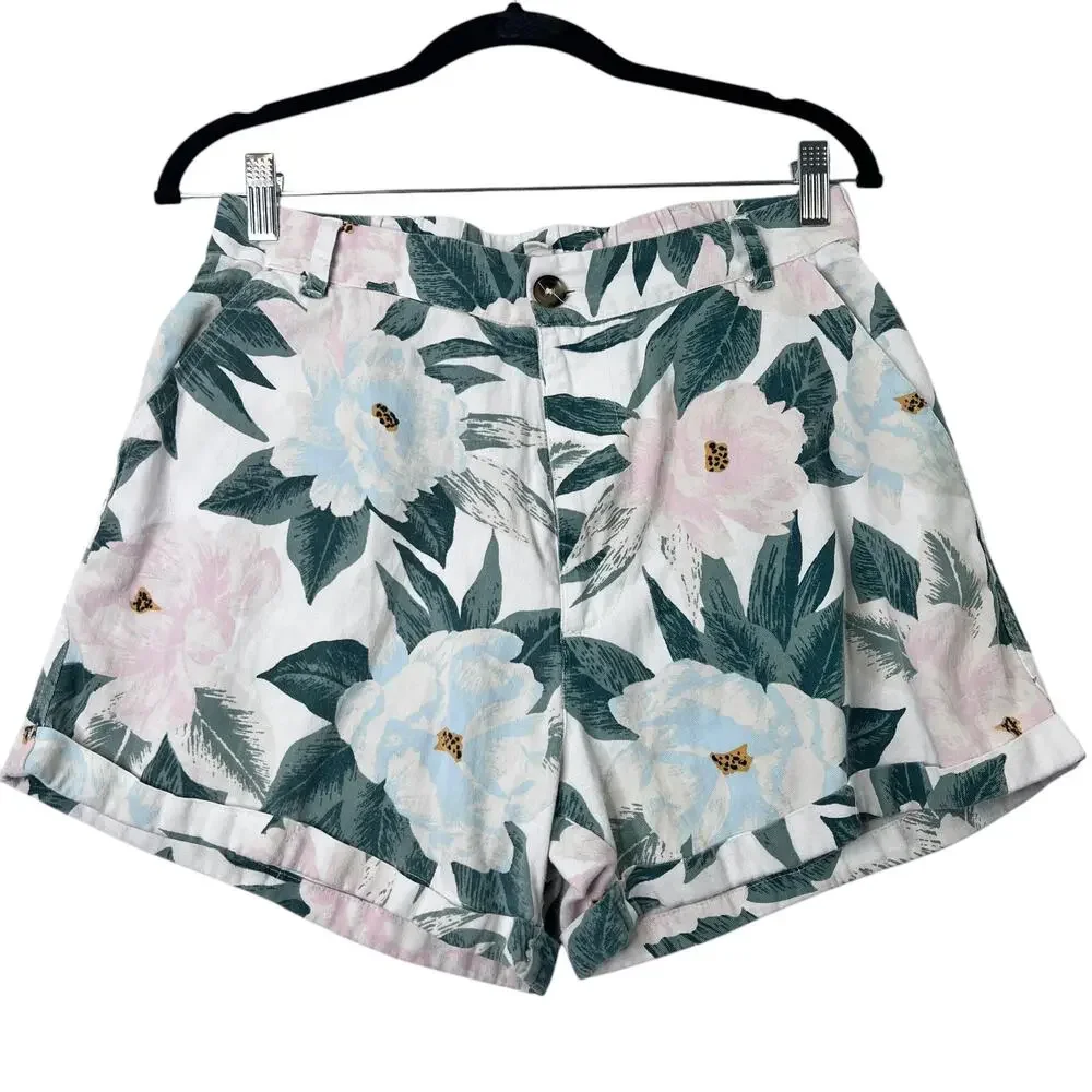 Billabong x The Salty Blonde Floral Shorts‎ Womens 30 High Rise Cuffed Tropical - Picture 2 of 14